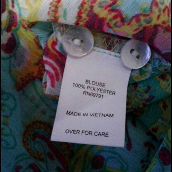 Anthropology Fig and Flower Aqua Mixed Floral Sheer Boho Top - Picture 7 of 7